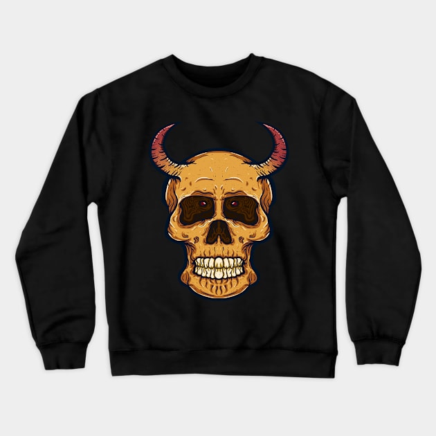 Skull head with horn Crewneck Sweatshirt by happymonday